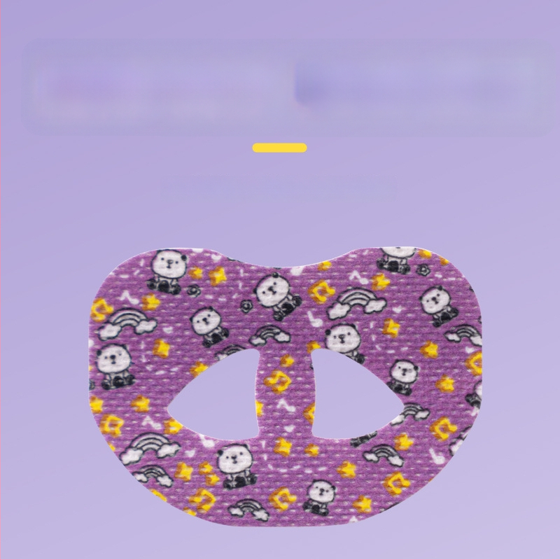 Karikatūras plāksteris mutes elpošanas korekcijai miega laikā, bērniem, no neausta auduma, ar pielāgošanas iespējām