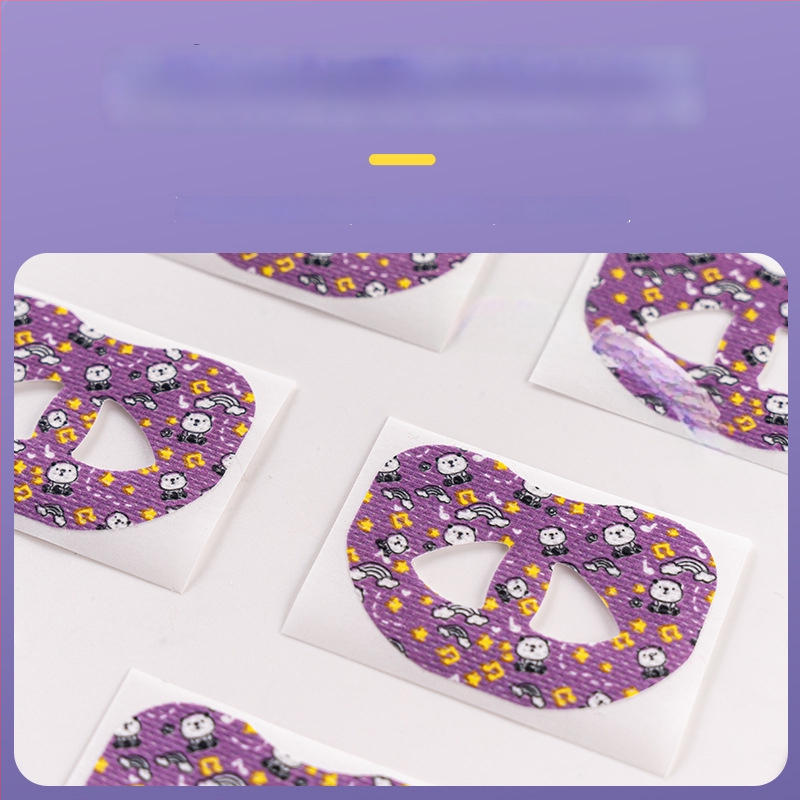 Karikatūras plāksteris mutes elpošanas korekcijai miega laikā, bērniem, no neausta auduma, ar pielāgošanas iespējām