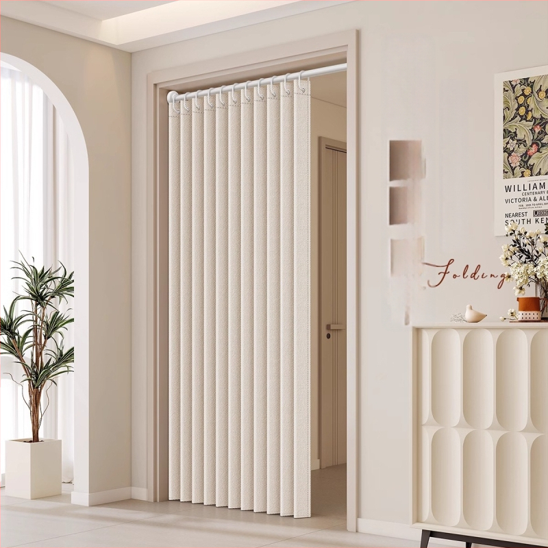 Audinių durų užuolaida svetainei, miegamajam ir virtuvei — imitacinis linas, IN stilius, vieno tono