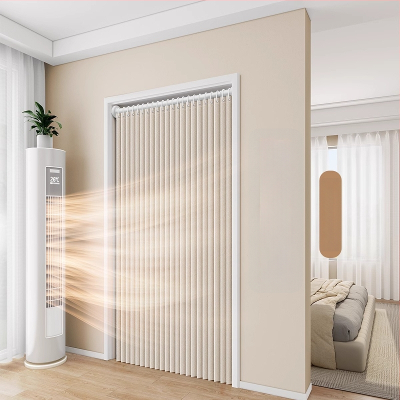 Audinių durų užuolaida svetainei, miegamajam ir virtuvei — imitacinis linas, IN stilius, vieno tono