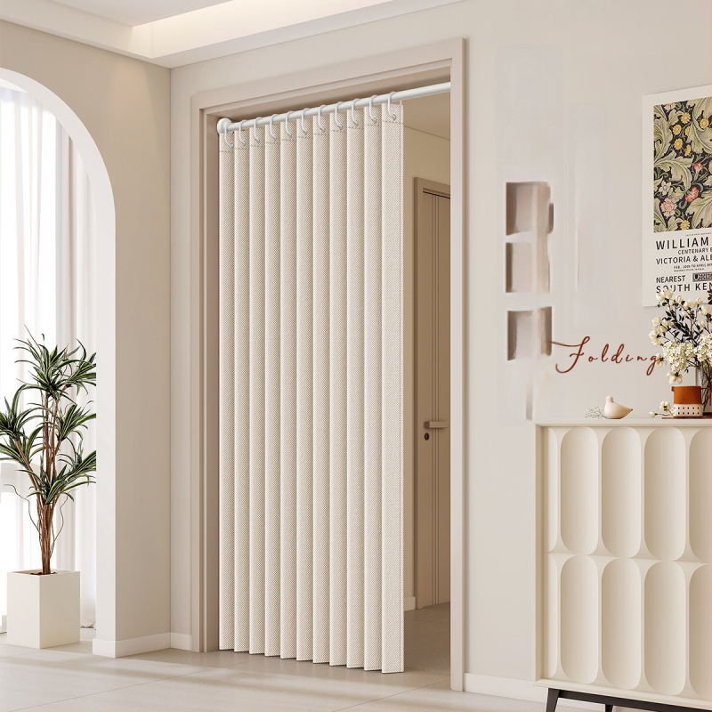 Audinių durų užuolaida svetainei, miegamajam ir virtuvei — imitacinis linas, IN stilius, vieno tono