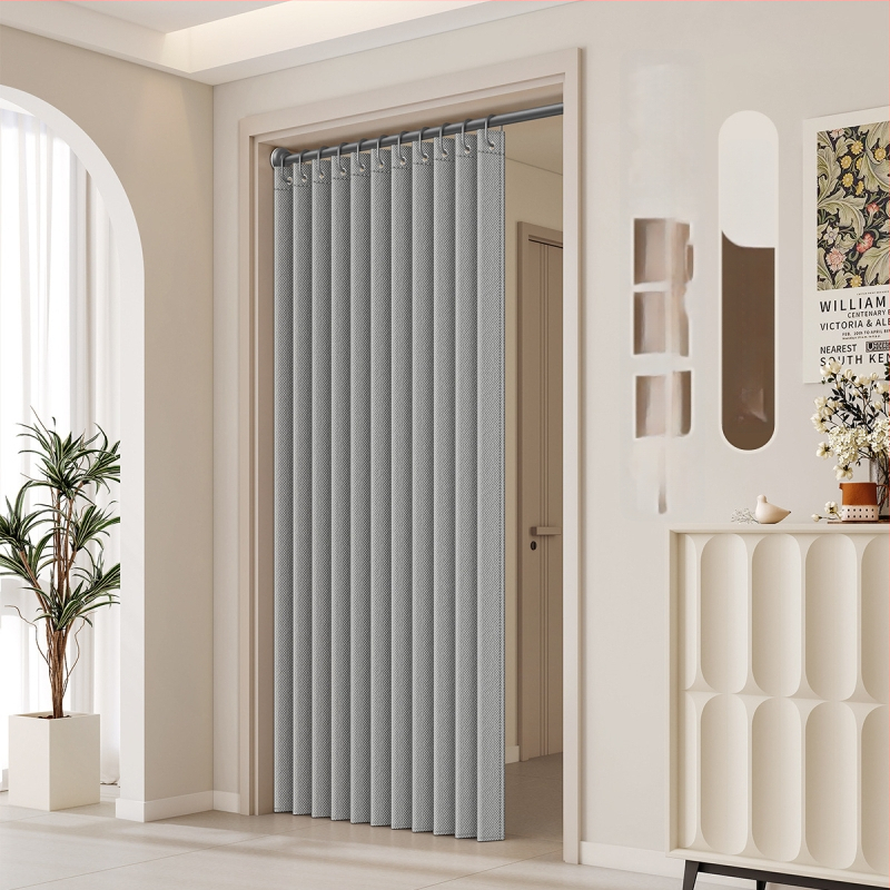 Audinių durų užuolaida svetainei, miegamajam ir virtuvei — imitacinis linas, IN stilius, vieno tono