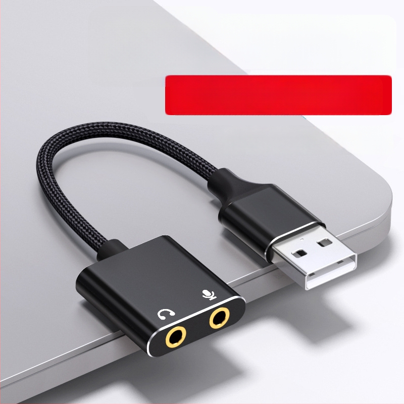 USB iki 3,5 mm išorinė garso plokštė adapteris – 2-in-1 garso kabelis, auksu dengti jungtys, vario laidai su tinine šerdimi