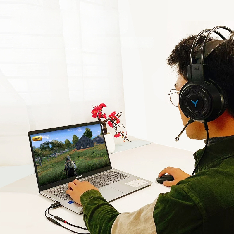 USB iki 3,5 mm išorinė garso plokštė adapteris – 2-in-1 garso kabelis, auksu dengti jungtys, vario laidai su tinine šerdimi