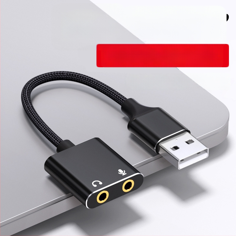 USB iki 3,5 mm išorinė garso plokštė adapteris – 2-in-1 garso kabelis, auksu dengti jungtys, vario laidai su tinine šerdimi