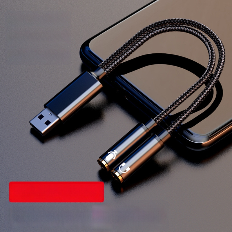 USB iki 3,5 mm išorinė garso plokštė adapteris – 2-in-1 garso kabelis, auksu dengti jungtys, vario laidai su tinine šerdimi