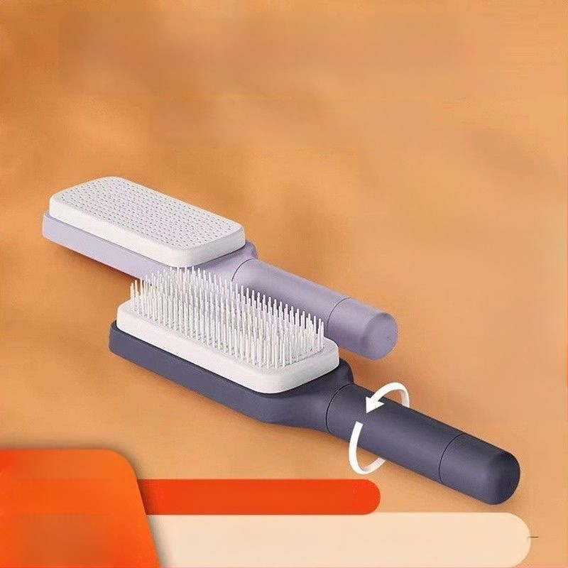 Pagriežams teleskopisks masāžas ķemme ar gaisa spilventiņu, anti‑statiskas ar negatīviem joniem, gludina matus, no bambusa, taisnstūra forma, mājas lietošanai