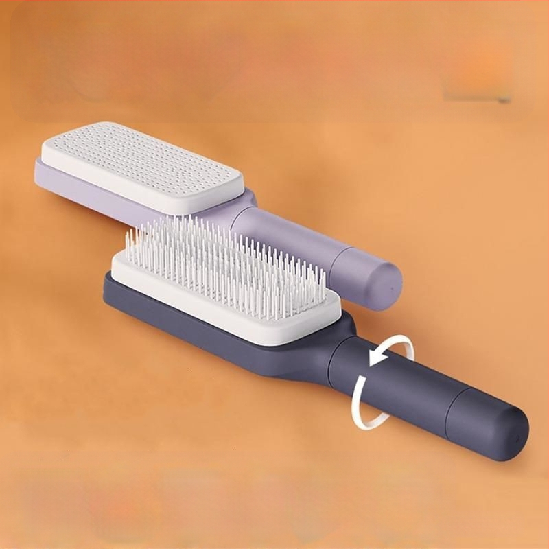 Pagriežams teleskopisks masāžas ķemme ar gaisa spilventiņu, anti‑statiskas ar negatīviem joniem, gludina matus, no bambusa, taisnstūra forma, mājas lietošanai