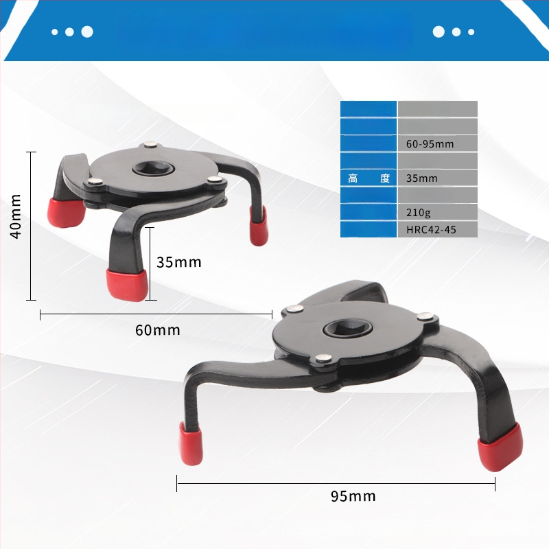 Vienos krypties trijų žandikaulių alyvos filtro raktas, 60–95 mm, 45# plienas, Tianhu