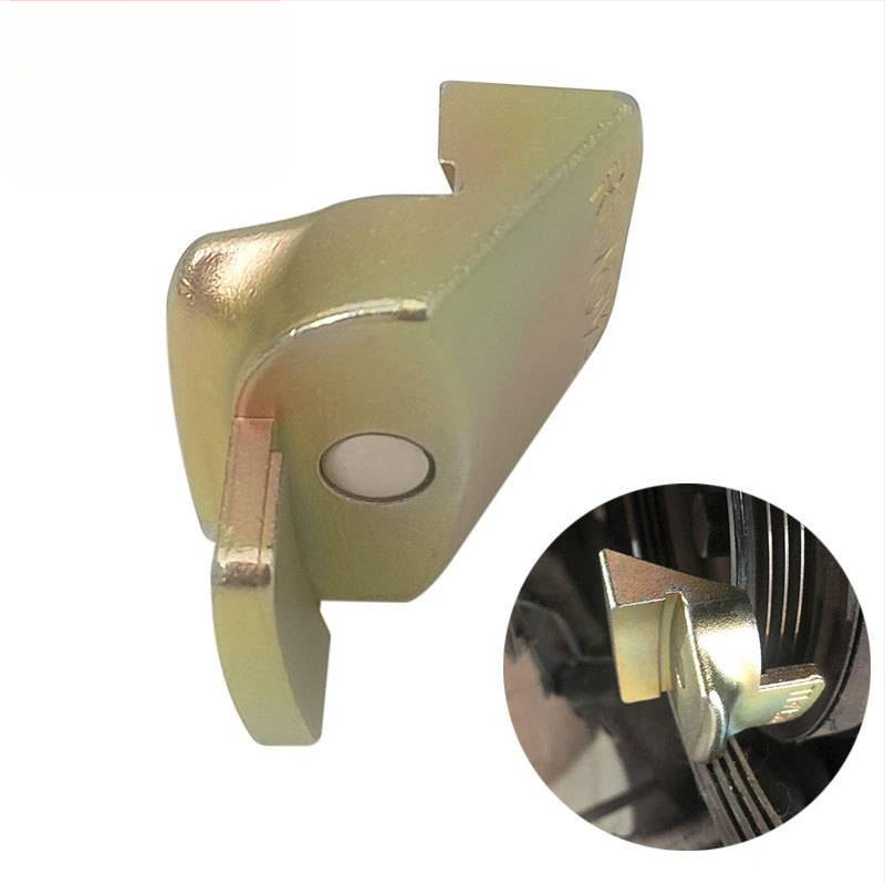 Automobilio laiko juostos montavimo ir demontavimo įrankis su elastiniu priedu