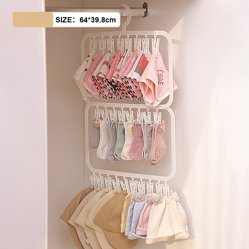 Plastikinis kojinių ir intymių drabužių organizatorius su daugybe klipsų džiovinimui, 18 L talpa, japonų stilius, logotipo spausdinimas įmanomas