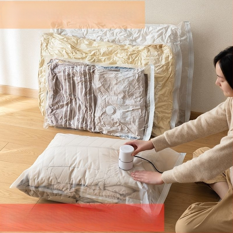 Vakuuminė suspaudimo talpykla drabužiams ir antklodėms, stora konstrukcija, 2023 metų modelis, be pompos