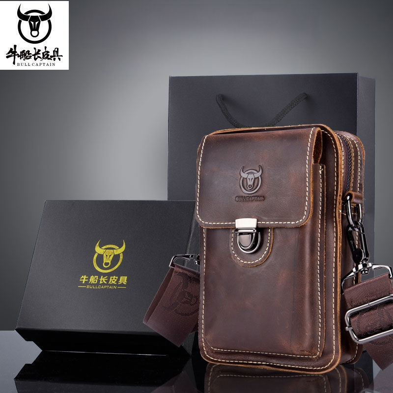 Vyrų juosmens rankinė - Kraft popieriaus medžiaga, odinė įdėklas, prekės ženklas Aqi, 2018 m. pavasaris