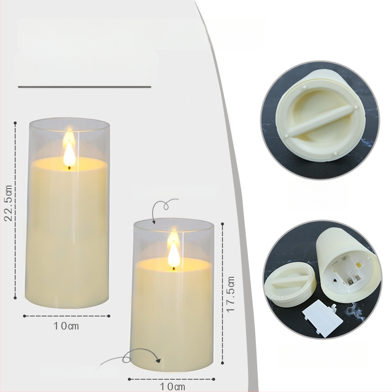 Išorinis IPX7 atsparus vandeniui LED elektroninės žvakės gaubtas iš akrilo, cilindrinė plastikinė konstrukcija