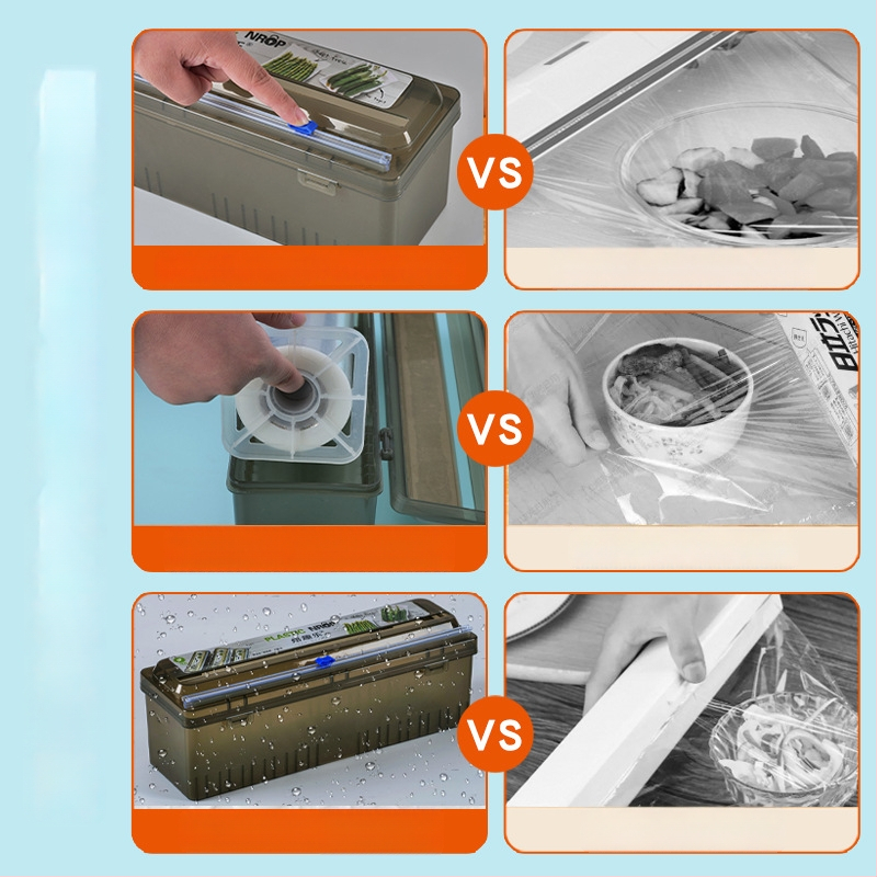 Baked Fun maisto kokybės plastikinės plėvelės pjovimo įrenginys su paslėptu slydimo peiliu, PP, dėžutėje, -60°C–140°C, namų naudojimui