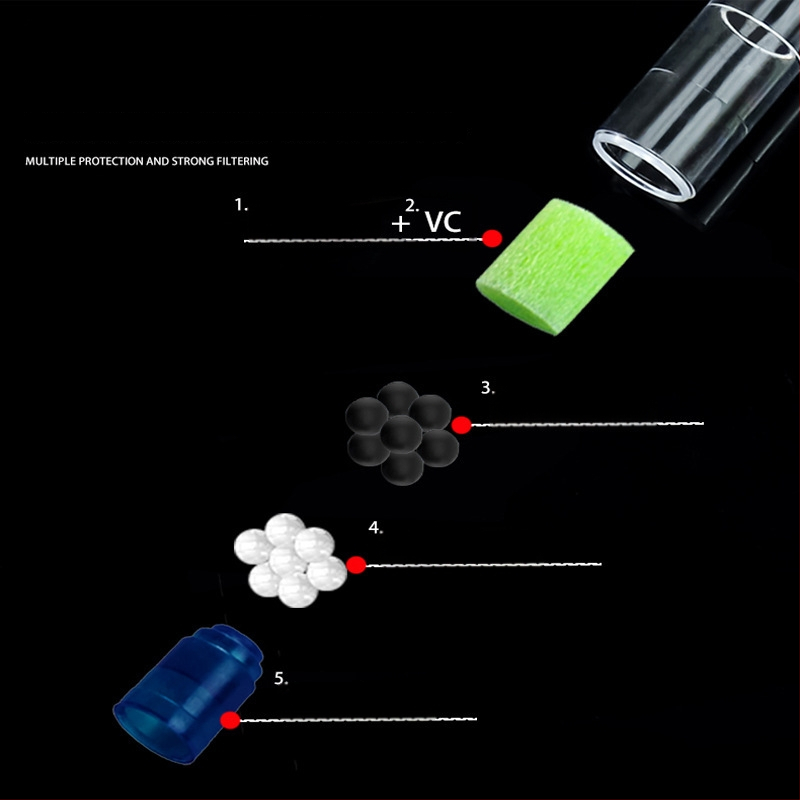 Yajue cigarečių laikiklis su penkių sluoksnių filtru, trijų lygių filtravimas (storas, vidutinis, smulkus), plastikas, modelis D01