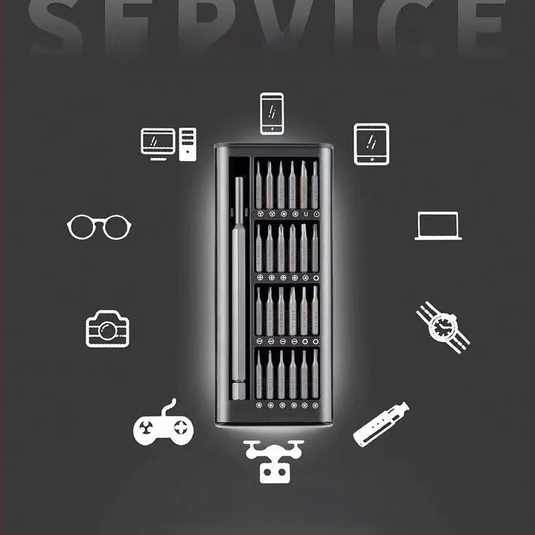 25 dalių daugiafunkcinis namų atsuktuvų rinkinys su specialių formų galvutėmis kompiuterių ir mobiliųjų telefonų demontavimui