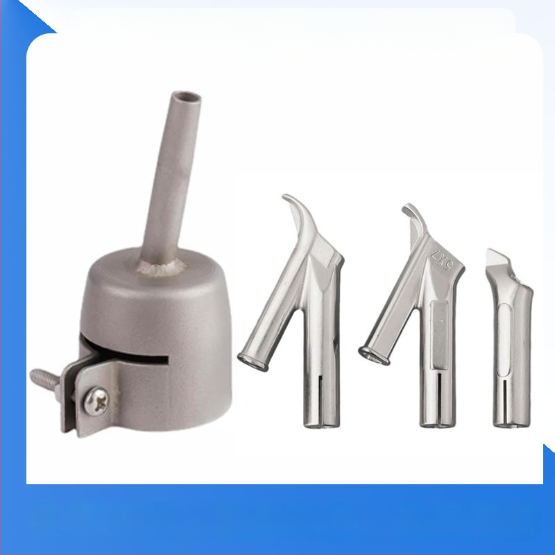 Nerūdijančio plieno fiksuotos antgaliai komplektas plastikiniam suvirinimo orą pistoletui — standartiniai antgaliai, pneumatinis valdymas, siūlių suvirinimas