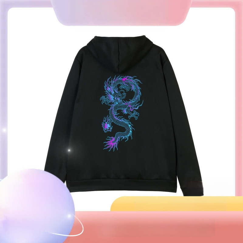 Kardiganas su gobtuvu, spausdinta grafika, poliesterio pluoštas 91–95%, svoris 250–300 g, laisvas kirpimas