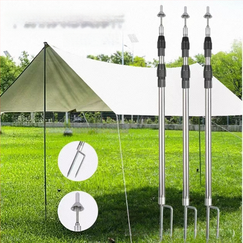 Izvelkams nerūsējošā tērauda jumta atbalsta stabs ar zemes enkuru — uzlabota, biezāka versija