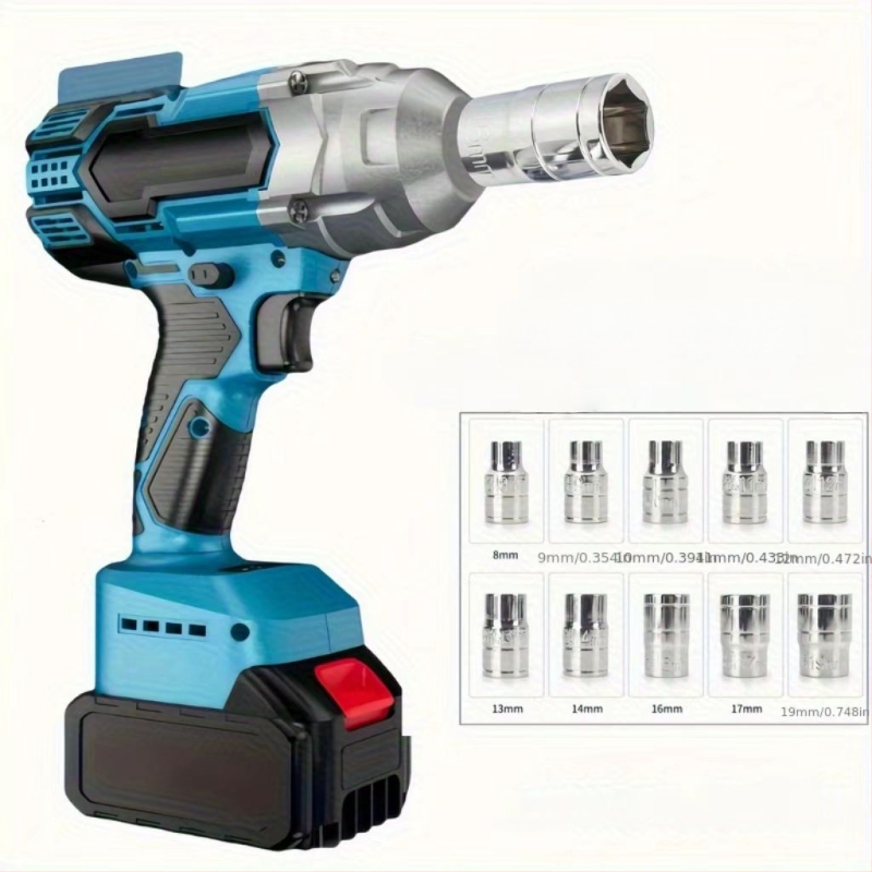 Bevielis smūginis veržliarakčių rinkinys, 1/2 colio pavara, metrinis įrankių rinkinys, 10 dalių