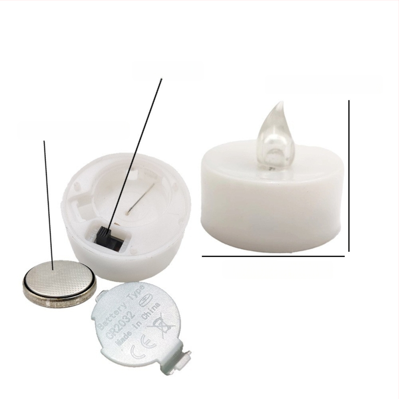 LED elektroniskā svece, cilindris plastmasas korpuss, daļēji manuāla un daļēji mehāniska ražošana