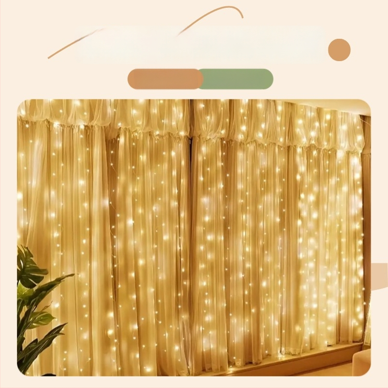 Užuolaidų šviestuvai su 300 LED, USB maitinimas, nuotolinio valdymo, IP65, modelis CLD001