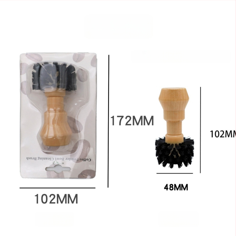 Kavos pupelių valymo šepetėlis ir espresso aparato virimo galvos šepetys – šiuolaikinis minimalistinis stilius, beržo+PP, barui, kavinėlei ir lounge, be rankų darbo