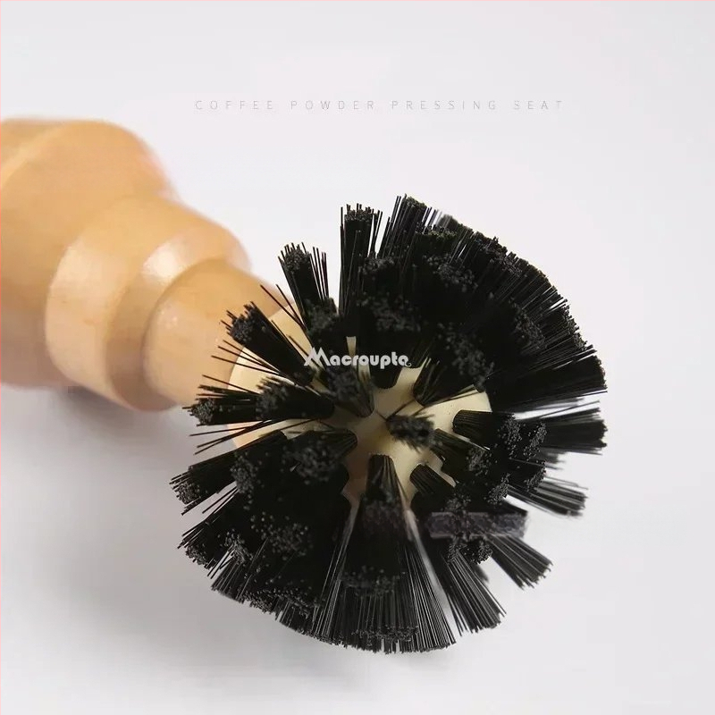 Kavos pupelių valymo šepetėlis ir espresso aparato virimo galvos šepetys – šiuolaikinis minimalistinis stilius, beržo+PP, barui, kavinėlei ir lounge, be rankų darbo