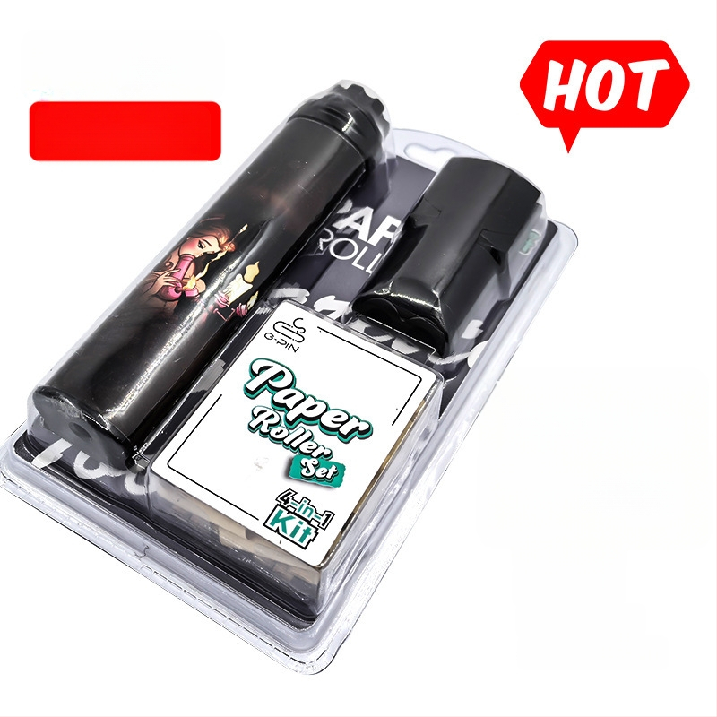 Käsitsi sigarettide rullimise komplekt konuslike torudega - neljaosaline komplekt