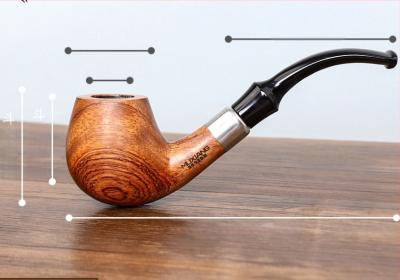 Käsitööna valmistatud suur vanamoodne piip ebonito puidust, 9 mm filtriga