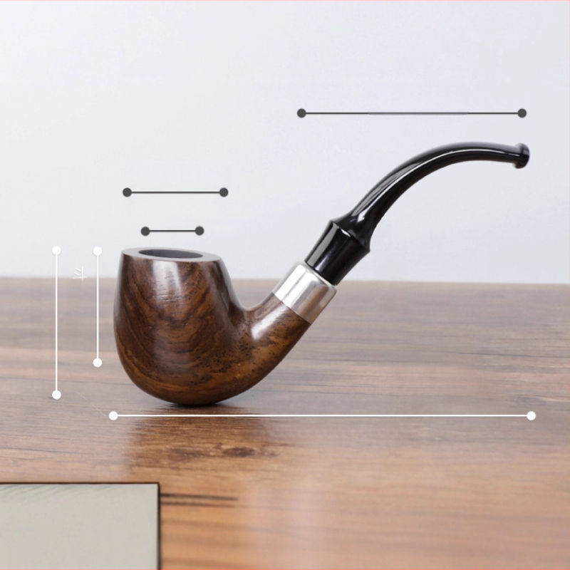 Käsitööna valmistatud suur vanamoodne piip ebonito puidust, 9 mm filtriga