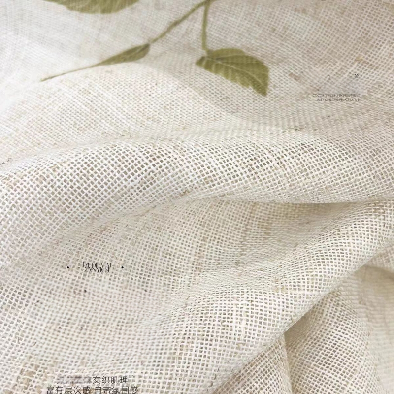 Lininės užuolaidos su spauda — permatnios, Naujasis Kinų stilius, tinka svetainei, miegamajam, skaityklai, balkonui