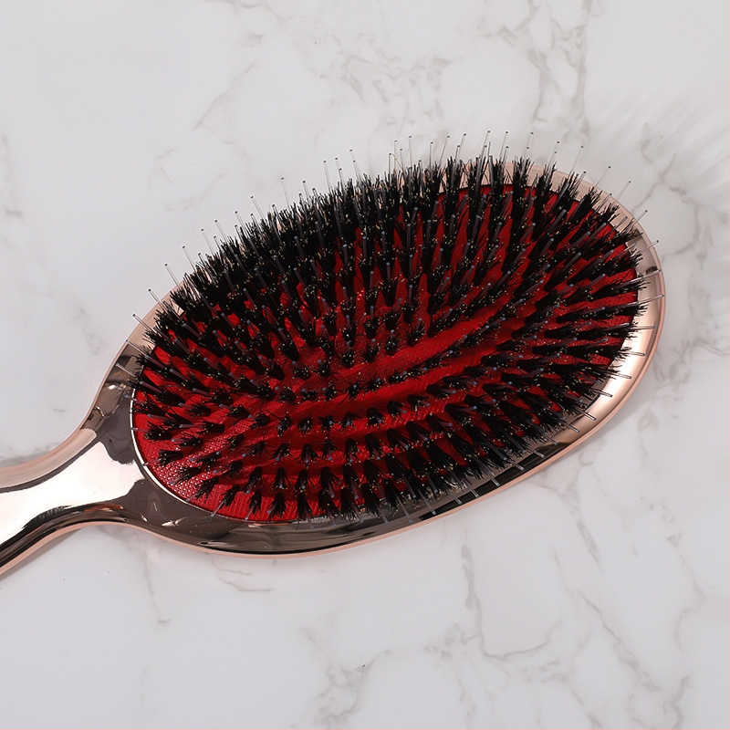 Masažo plaukų šepetėlis su elektroplatinėtais plastmasos šereliais — Medžiaga: PS, šereliai, nailonas