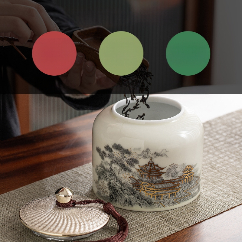 Keraminė arbatos dėžutė su glazūruotu paviršiumi, naujojo Kinų stiliaus, tinkama kaip verslo dovana