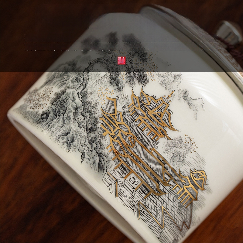 Keraminė arbatos dėžutė su glazūruotu paviršiumi, naujojo Kinų stiliaus, tinkama kaip verslo dovana