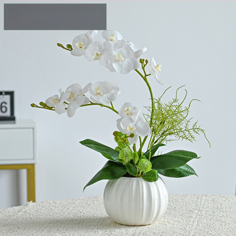 Dirbtinė Phalaenopsis orchidėja svetainei, šilko gėlė, dekoratyvinė gėlių kompozicija