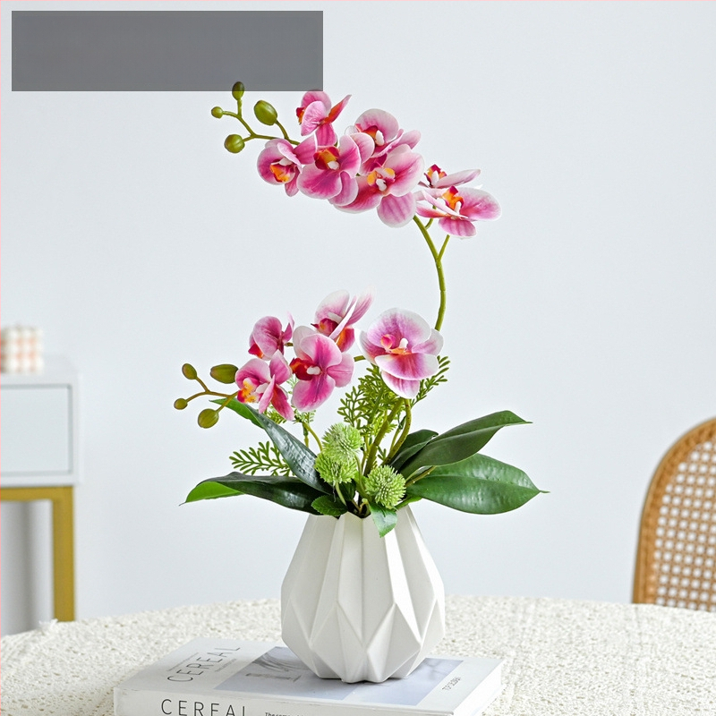 Dirbtinė Phalaenopsis orchidėja svetainei, šilko gėlė, dekoratyvinė gėlių kompozicija