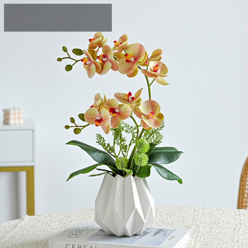 Dirbtinė Phalaenopsis orchidėja svetainei, šilko gėlė, dekoratyvinė gėlių kompozicija