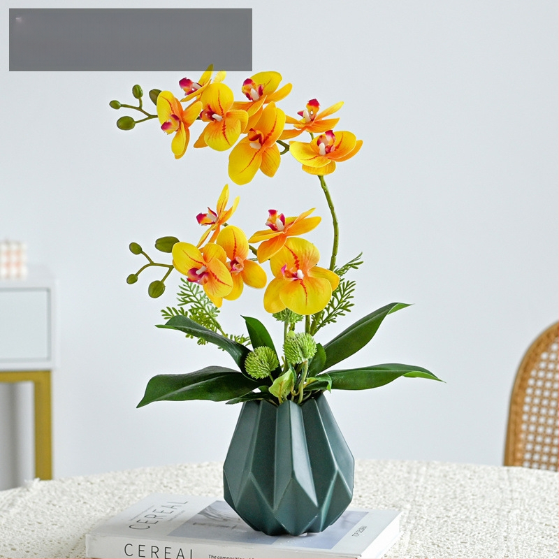 Dirbtinė Phalaenopsis orchidėja svetainei, šilko gėlė, dekoratyvinė gėlių kompozicija