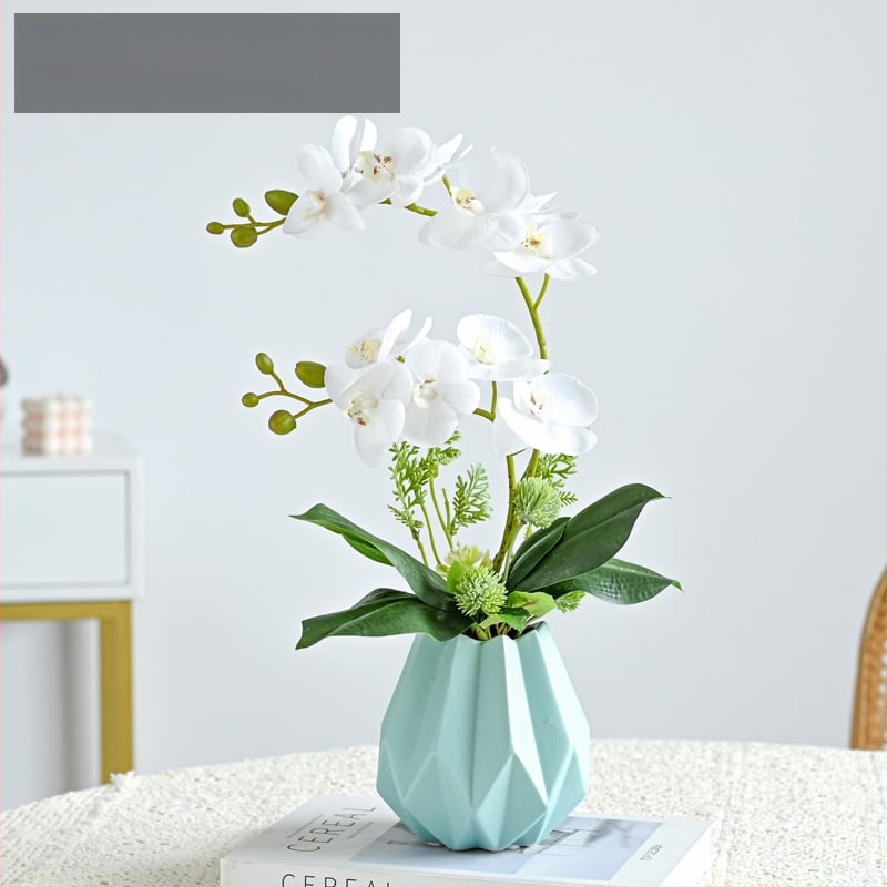 Dirbtinė Phalaenopsis orchidėja svetainei, šilko gėlė, dekoratyvinė gėlių kompozicija