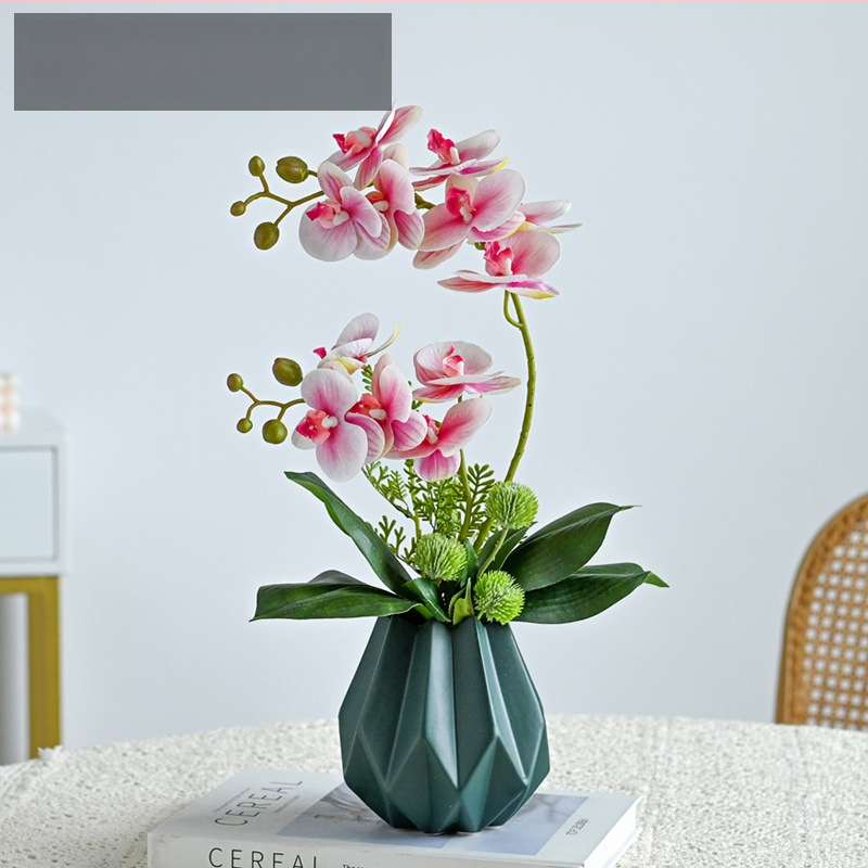 Dirbtinė Phalaenopsis orchidėja svetainei, šilko gėlė, dekoratyvinė gėlių kompozicija