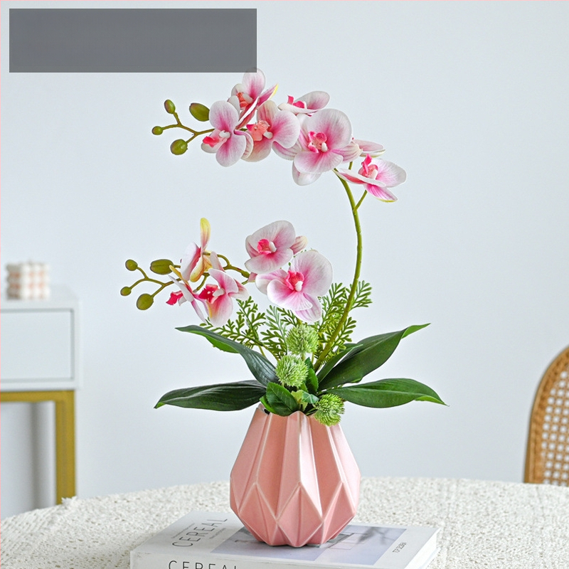 Dirbtinė Phalaenopsis orchidėja svetainei, šilko gėlė, dekoratyvinė gėlių kompozicija