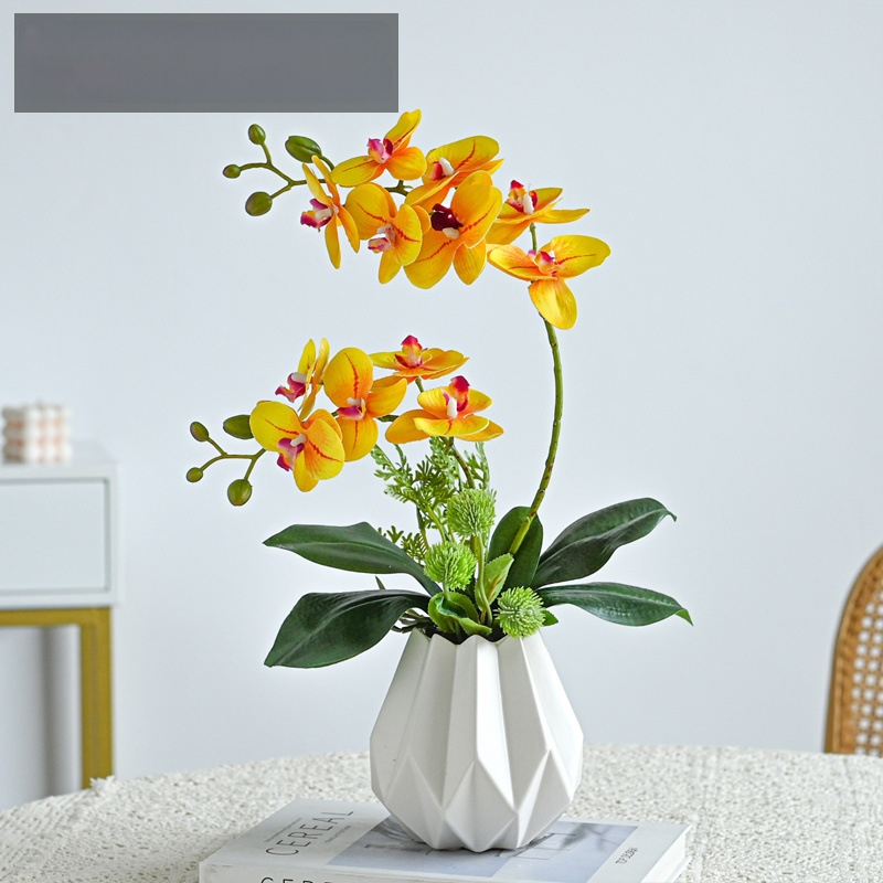 Dirbtinė Phalaenopsis orchidėja svetainei, šilko gėlė, dekoratyvinė gėlių kompozicija