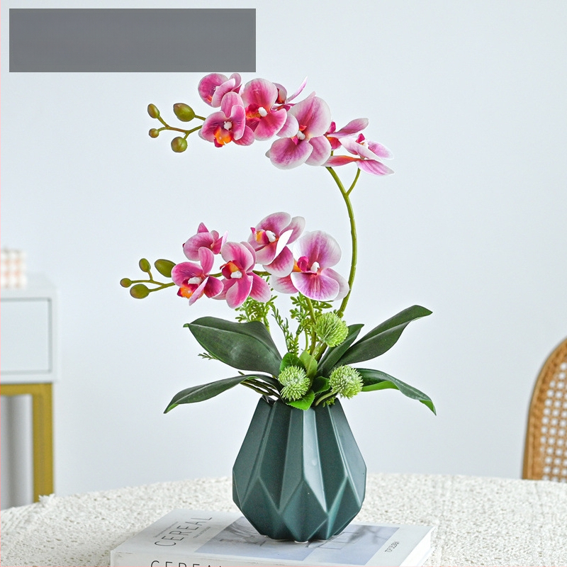 Dirbtinė Phalaenopsis orchidėja svetainei, šilko gėlė, dekoratyvinė gėlių kompozicija