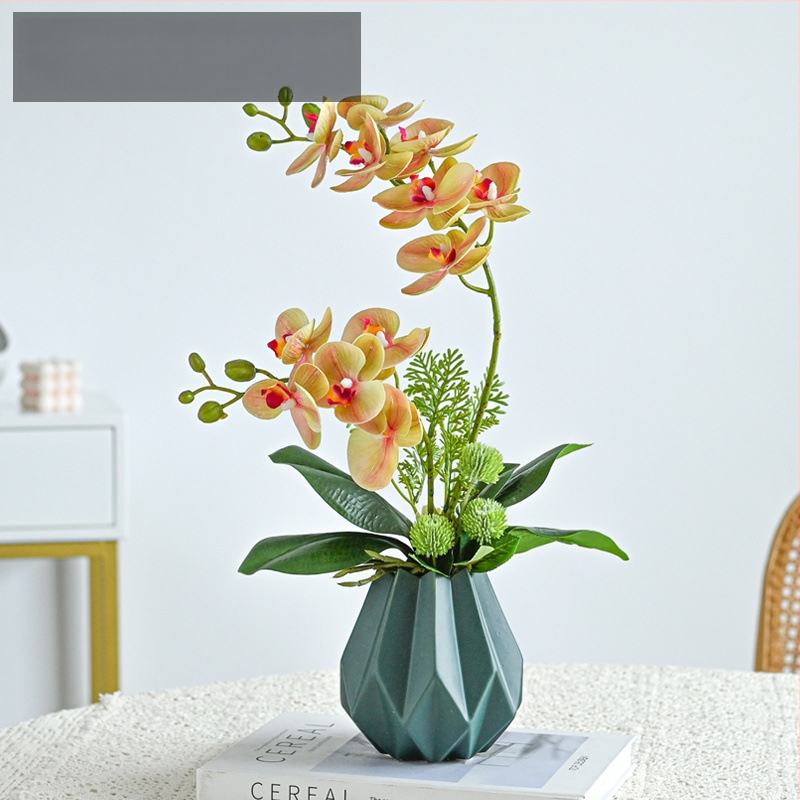 Dirbtinė Phalaenopsis orchidėja svetainei, šilko gėlė, dekoratyvinė gėlių kompozicija