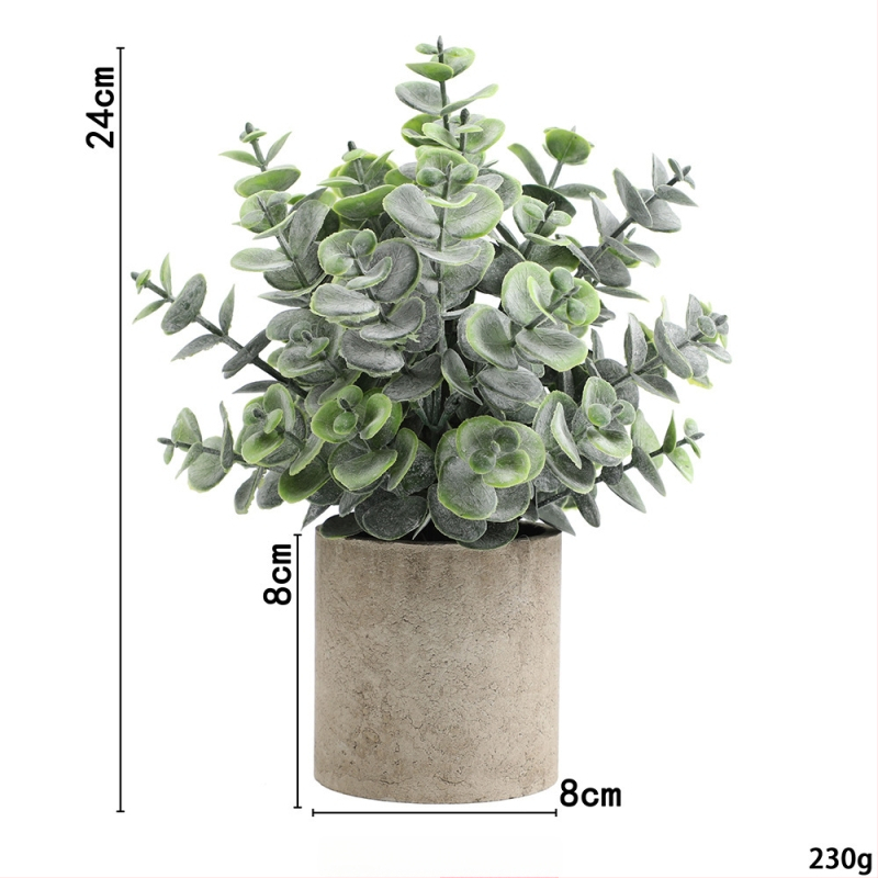 Dirbtinis eukalipto augalas staliniam dekorui su flokingo tekstūra, Daisy veislė, medžiaga: Kita, prekės ženklas: Kita