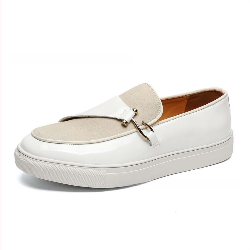 Vīriešu PU ādas slip-on loaferi pavasara stilā; smails purns; gumijas zole; zems papēdis 1–3 cm