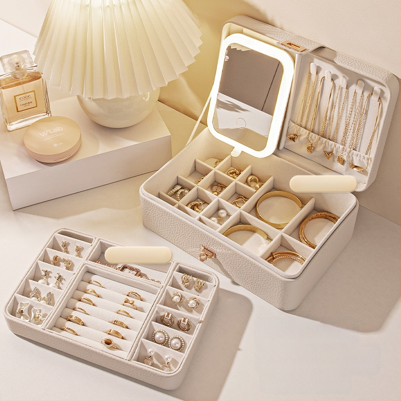 Juvelierizstrādājumu kastīte ar vairākiem slāņiem un lielu ietilpību, materiāls Lychee peel, iekšējā apdare velūra, svars 0,93 kg, stils Leisure