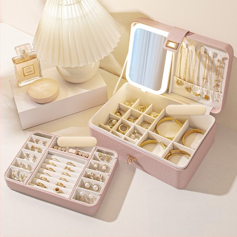 Juvelierizstrādājumu kastīte ar vairākiem slāņiem un lielu ietilpību, materiāls Lychee peel, iekšējā apdare velūra, svars 0,93 kg, stils Leisure